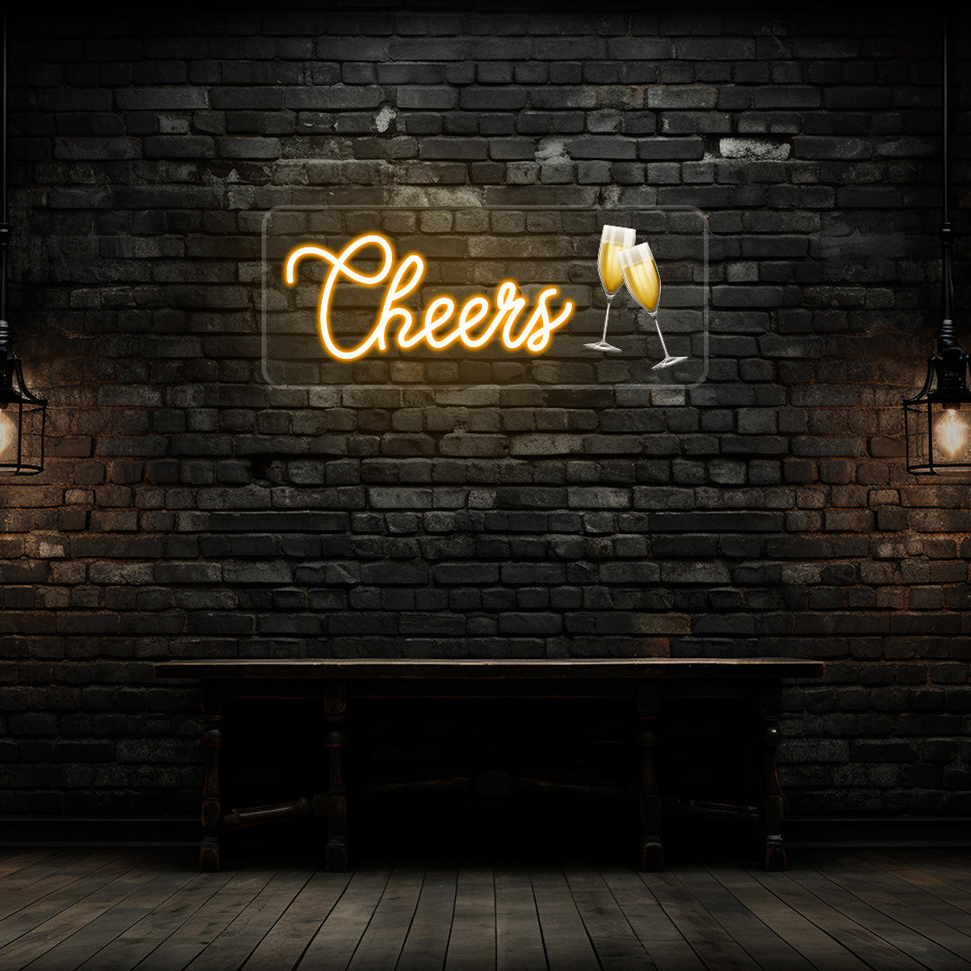 Champagne Glass Cheers Neon Artwork image 1