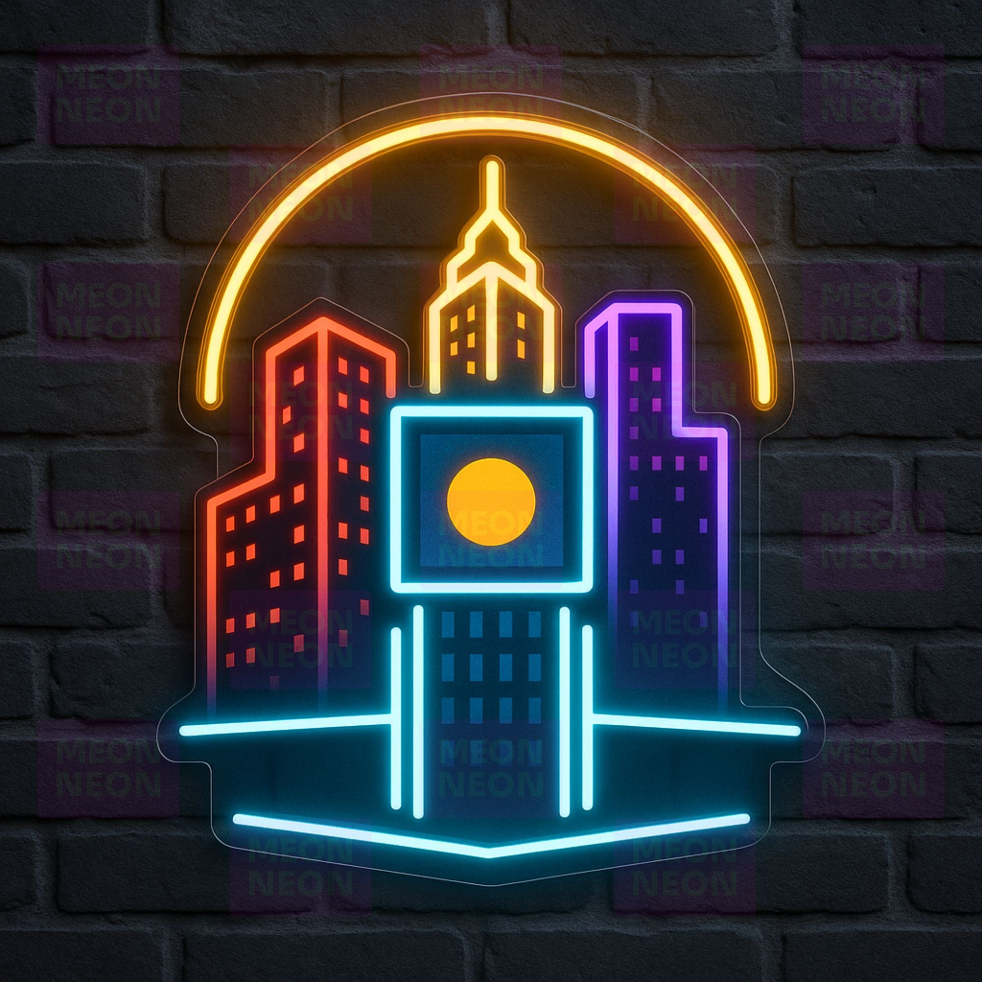 NYC Cityscape Under Dome Neon Sign