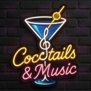 Cocktails & Music LED Neon Sign - Bar Entertainment - Martini Glass Design - Multi-Color Light