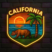 California Beach Paradise Badge Neon Sign