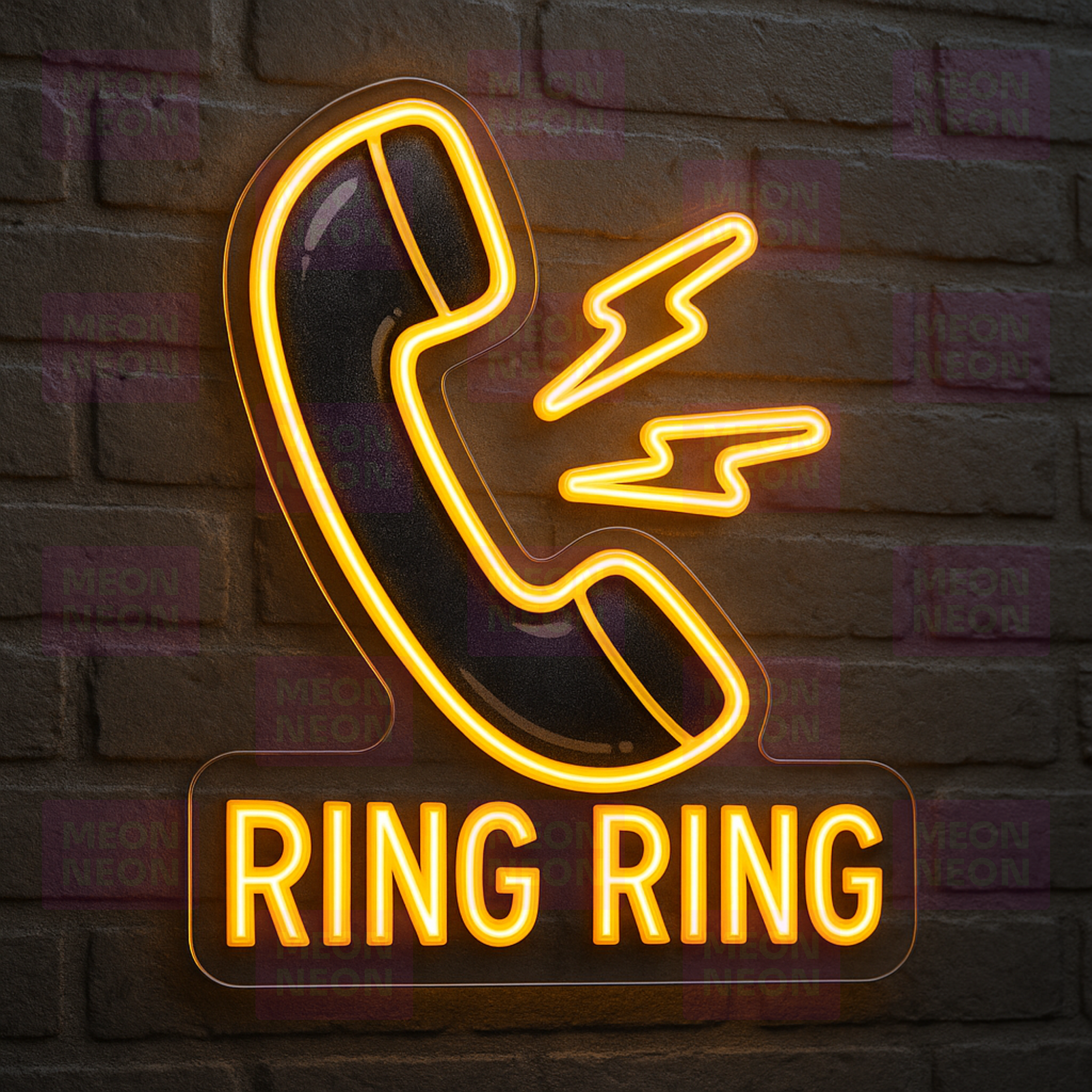 Retro Telephone LED Neon Sign - Vintage Handset - Golden Yellow Communication - Classic Tech
