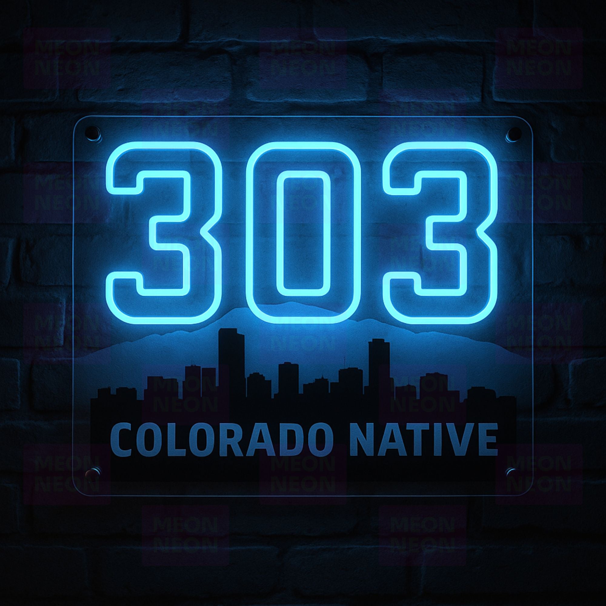 303 Area Code LED Neon Sign - Denver Metro Pride - Bold Numbers - Electric Blue Light