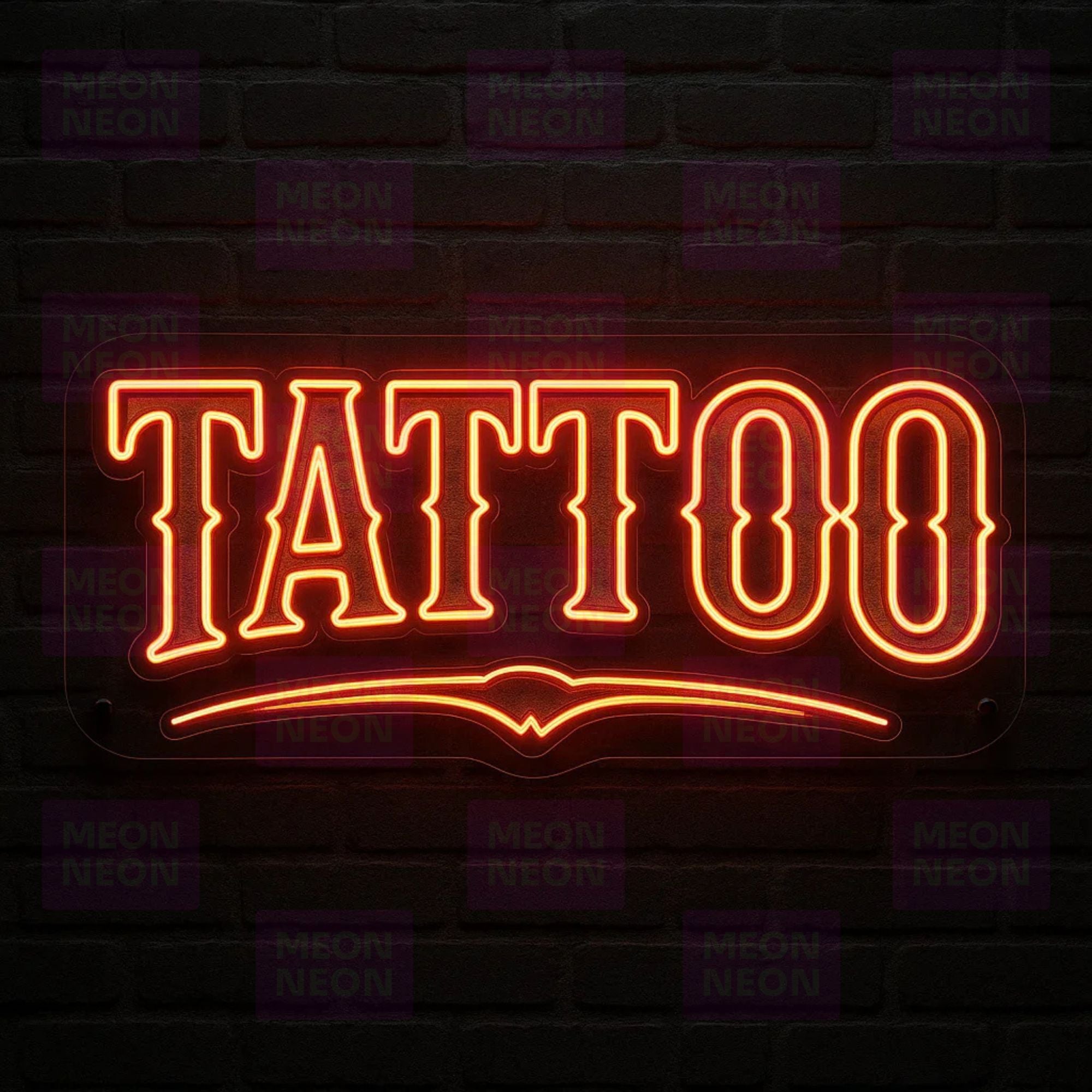 Vintage Banner TATTOO LED Neon Sign - Retro Style - Classic Banner Design - Red & Orange Light