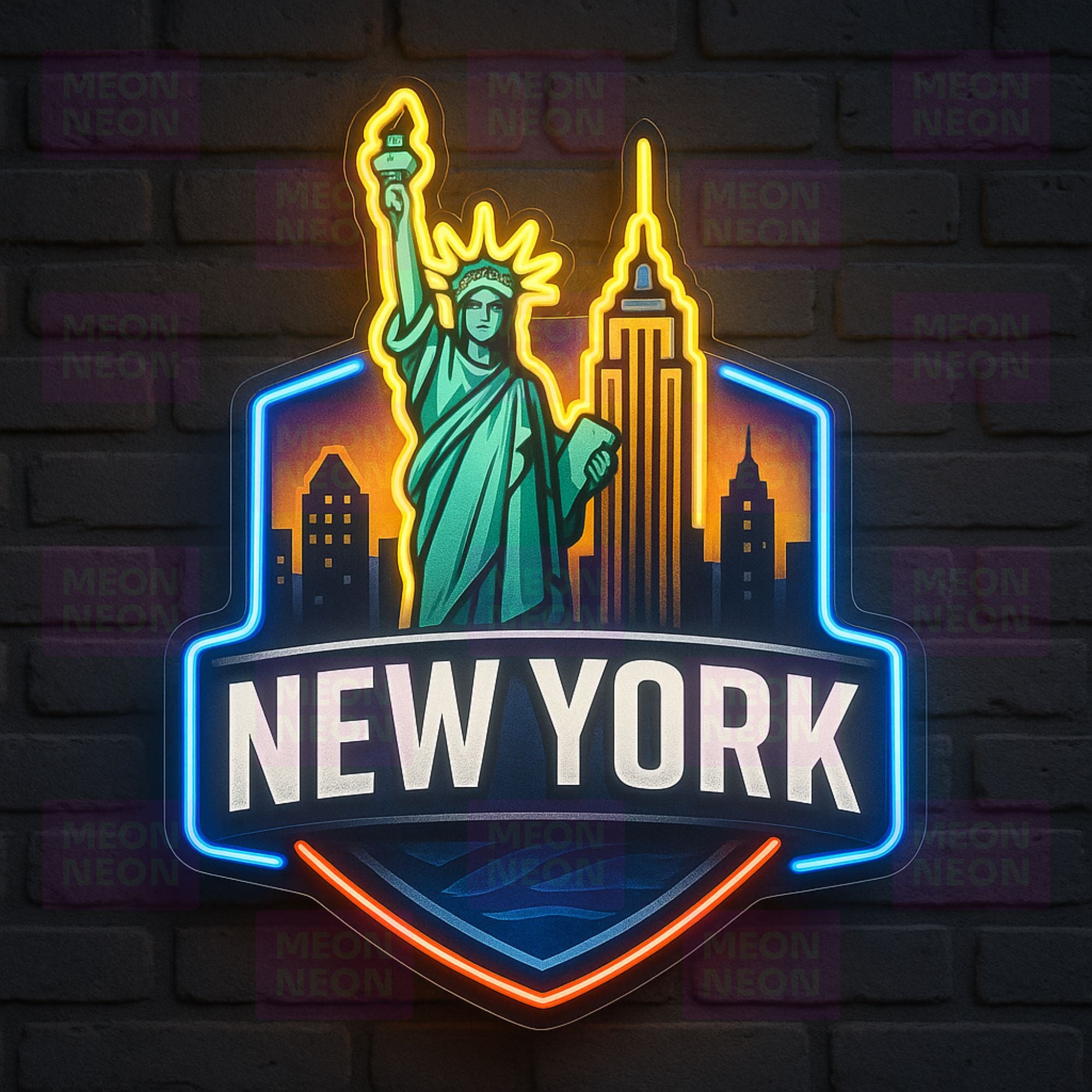New York City Skyline Badge Neon Sign
