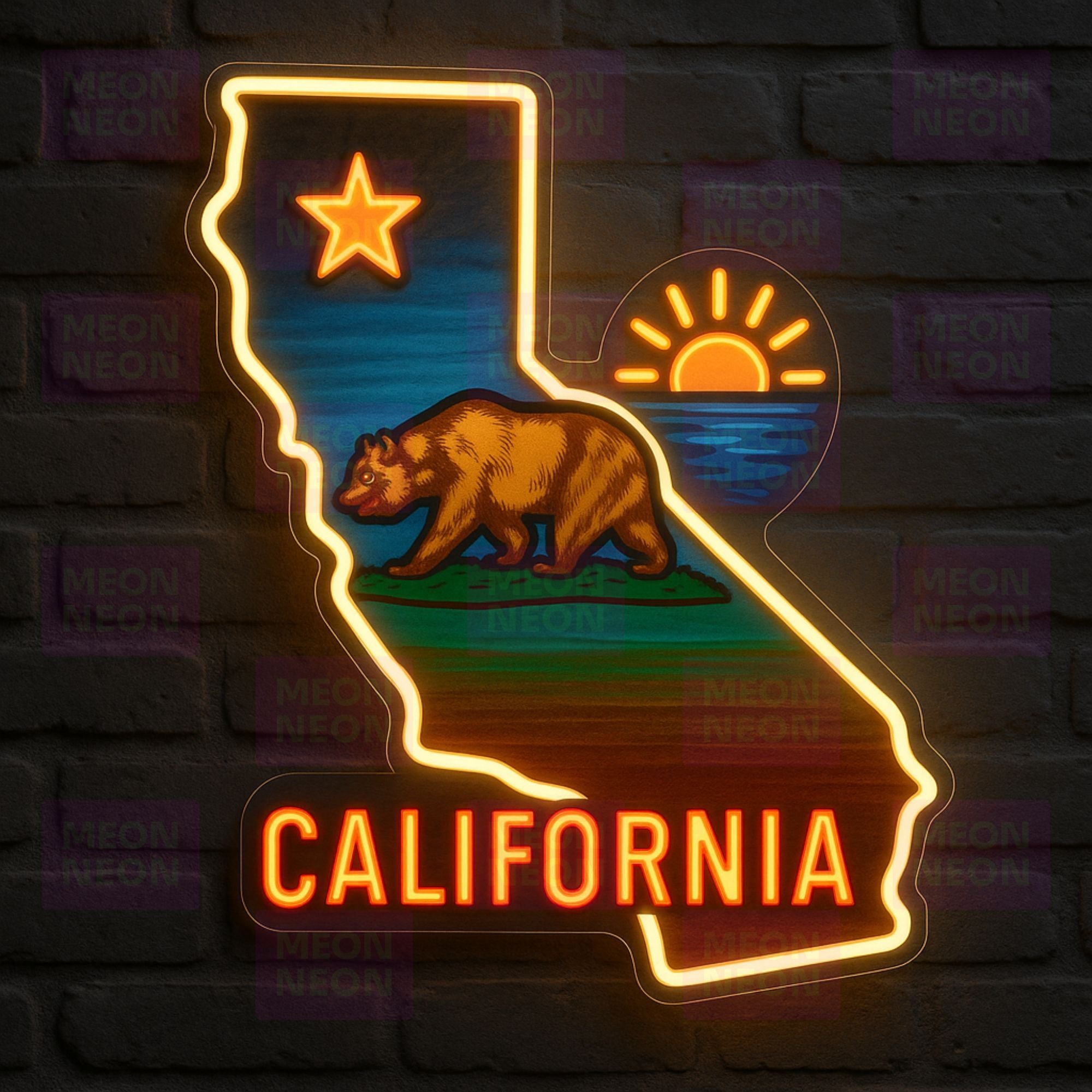 California Script State Shape Neon Sign