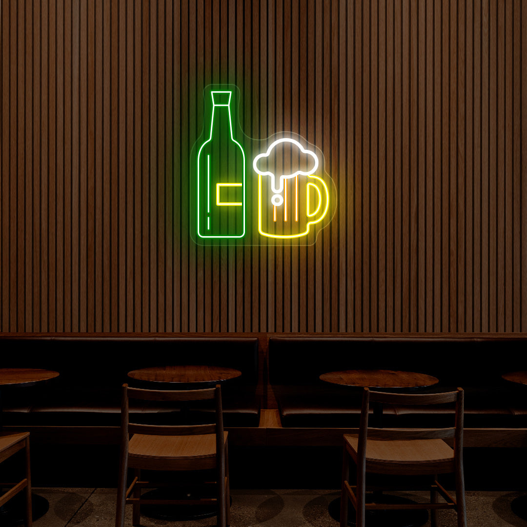 Beer Bottle And Mug Neon Sign - Multicolor image 3