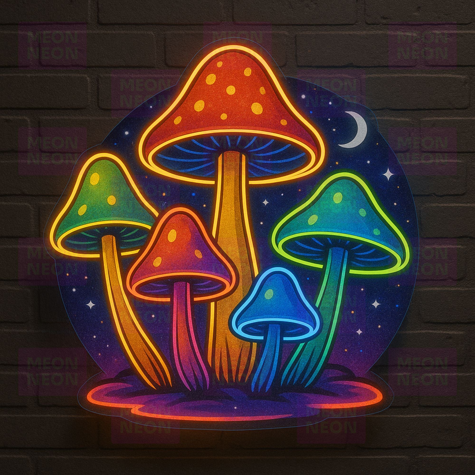 Mystical Mushroom Cluster LED Neon Sign