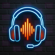 DJ Headphones LED Neon Sign - Audio Equipment Design - Sound Wave Graphics - Blue & Orange Light
