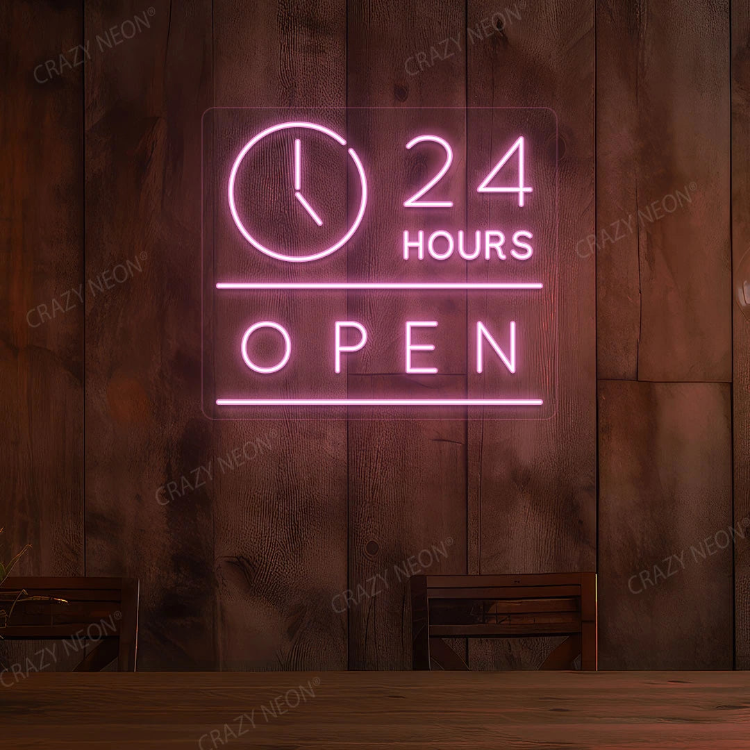 24 Hours Open Sign with Clock image 2