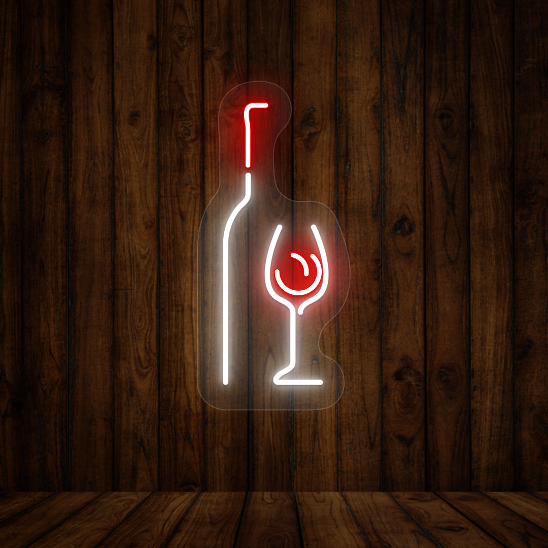 Elegant Wine Glass With Bottle Neon Sign image 0