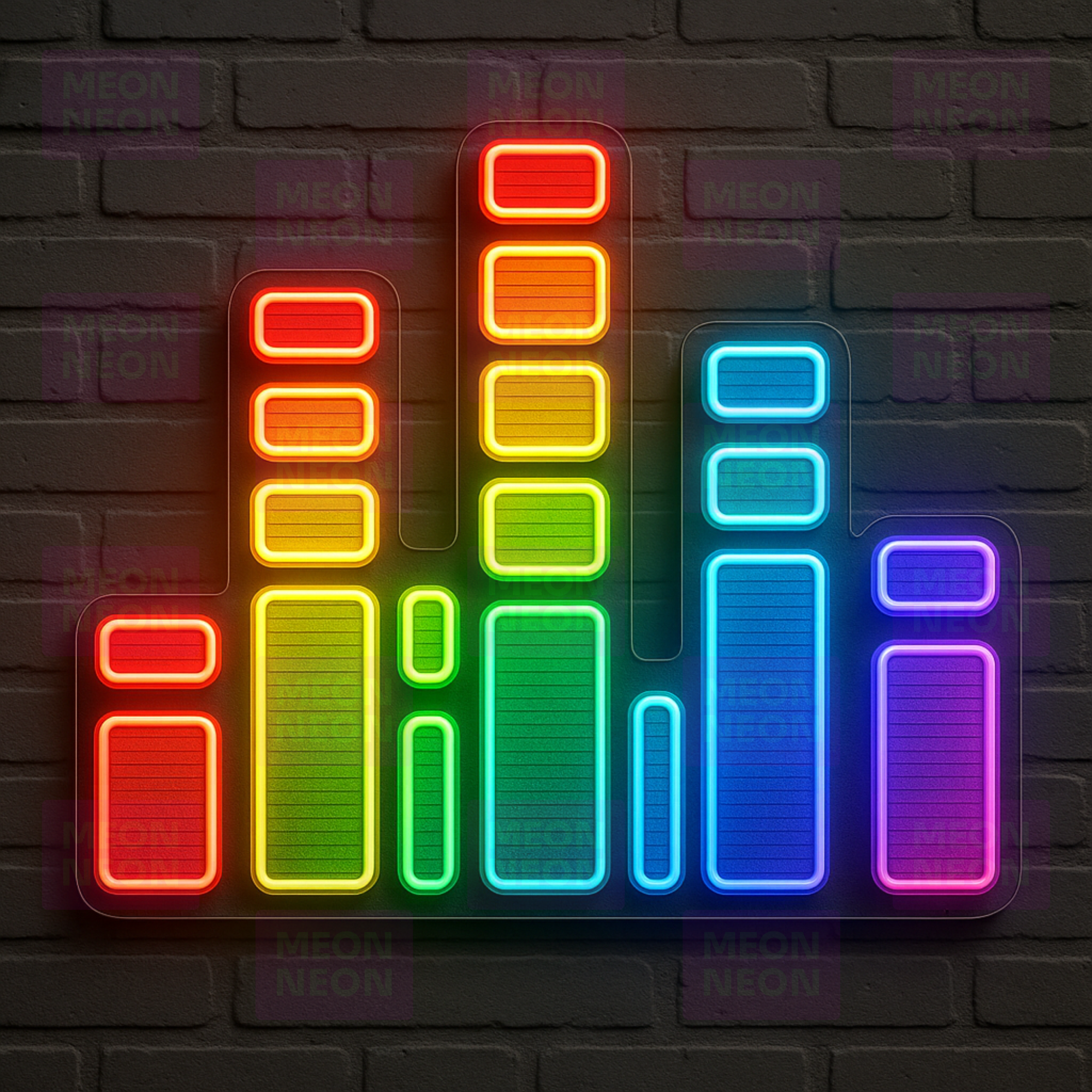 Audio Equalizer LED Neon Sign - Sound Level Display - Music Production - Rainbow Spectrum Light