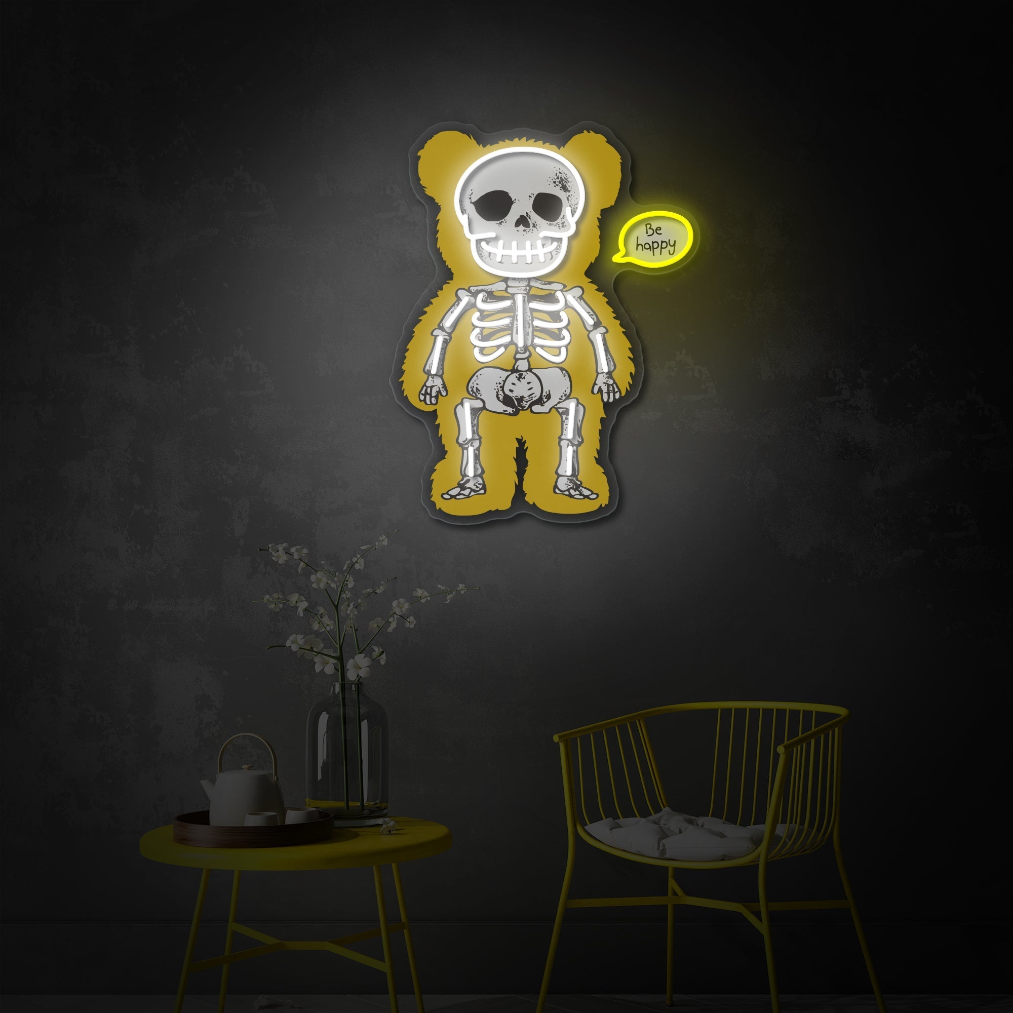 Bear Skeleton LED Neon Sign | Gothic Wall Decor