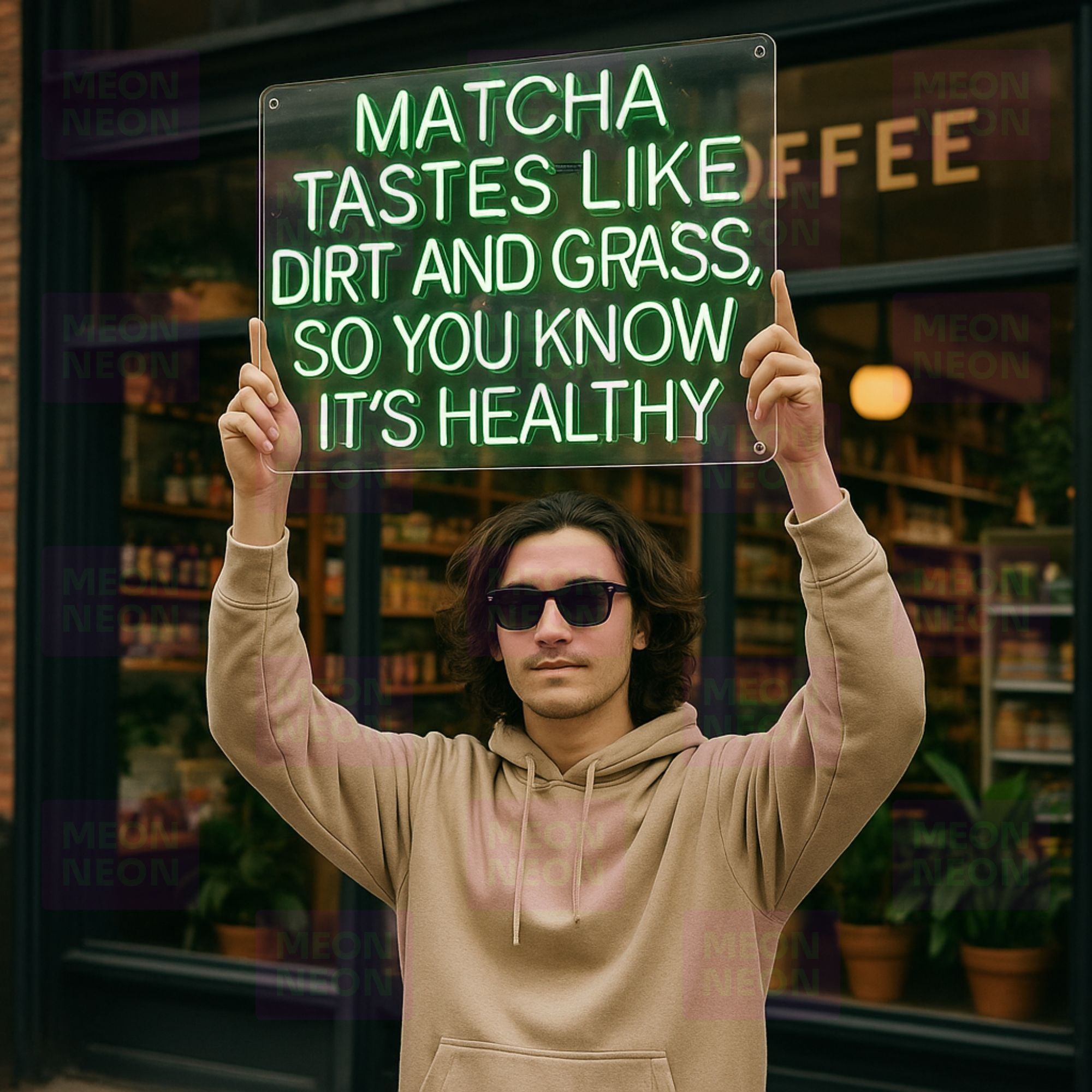Matcha Tastes Like Dirt And Grass, So You Know It's Healthy - LED Neon Sign