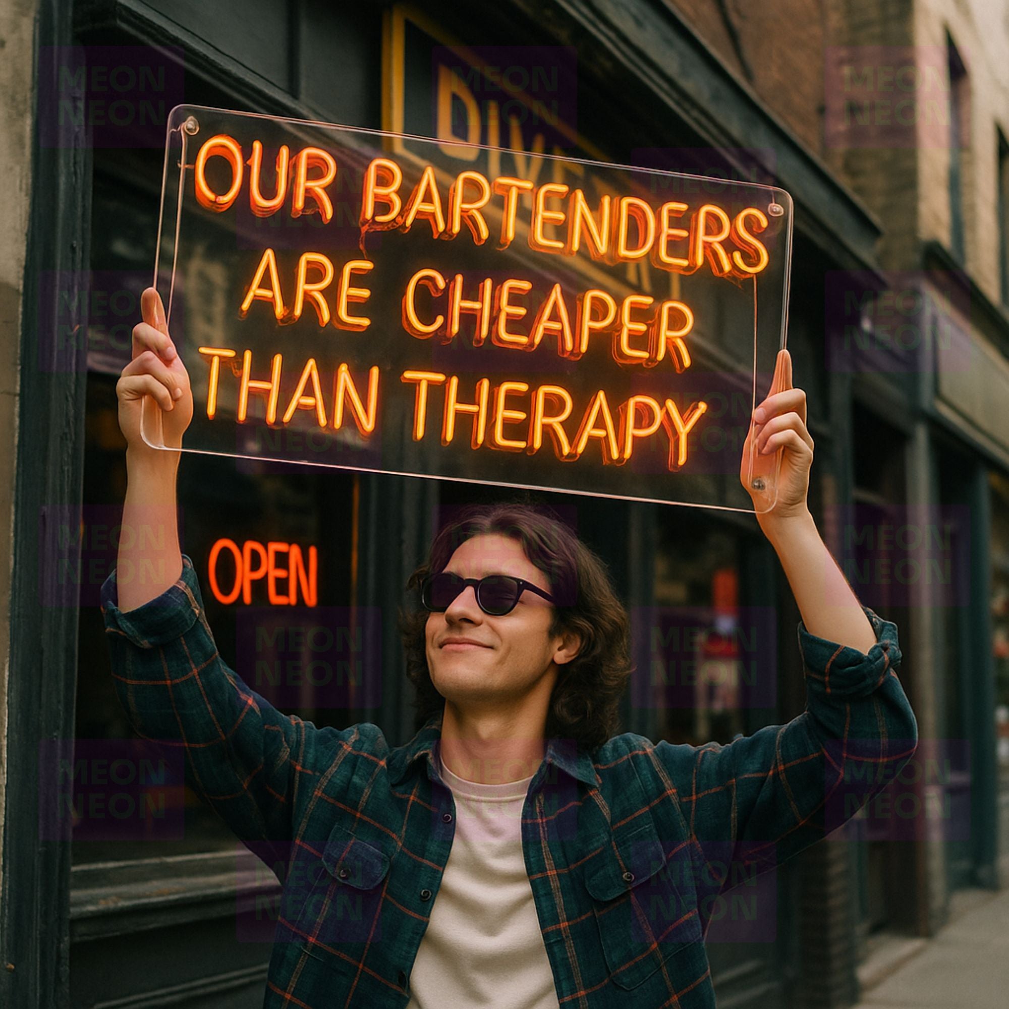 Our Bartenders Are Cheaper Than Therapy - LED Neon Sign