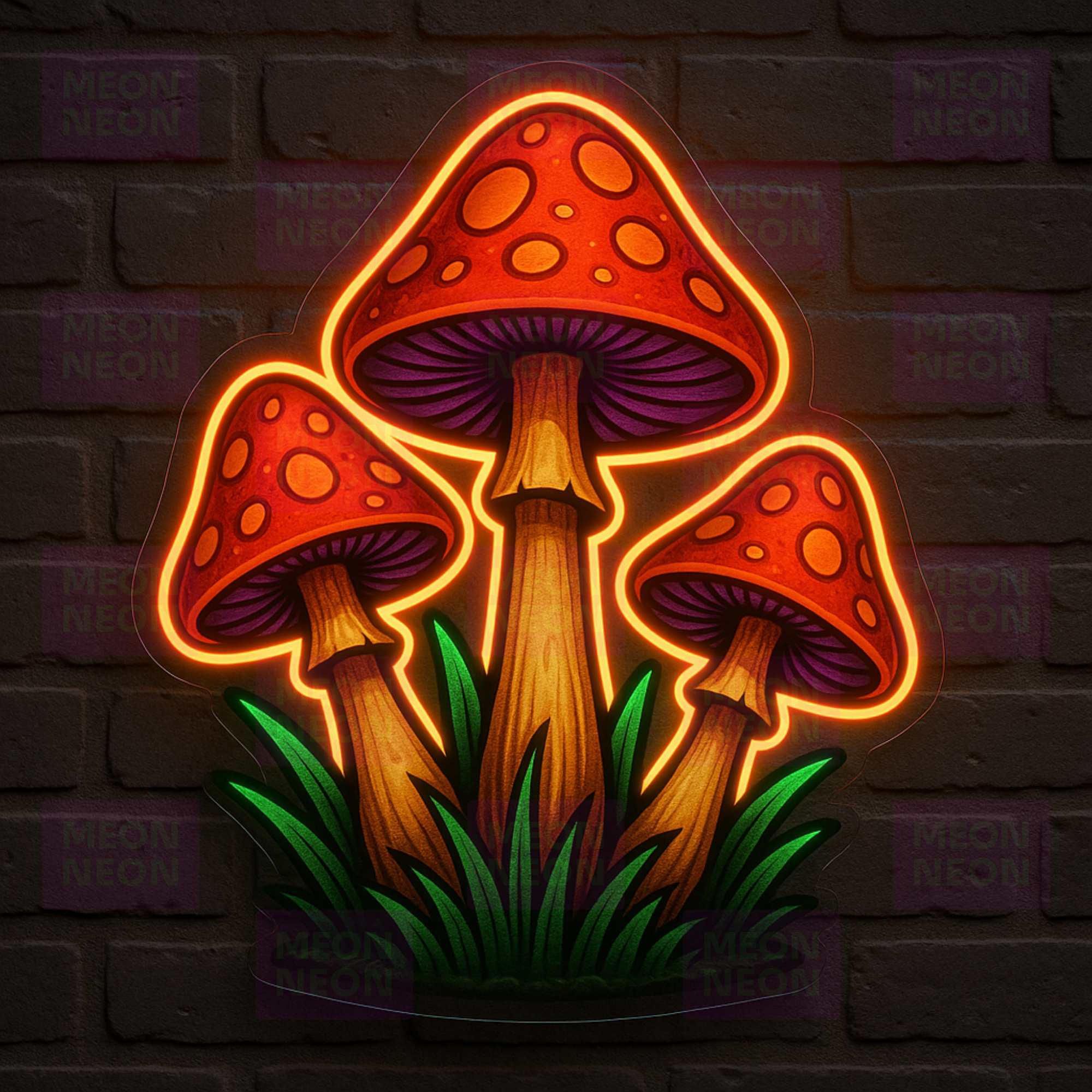 Classic Mushroom Trio LED Neon Sign