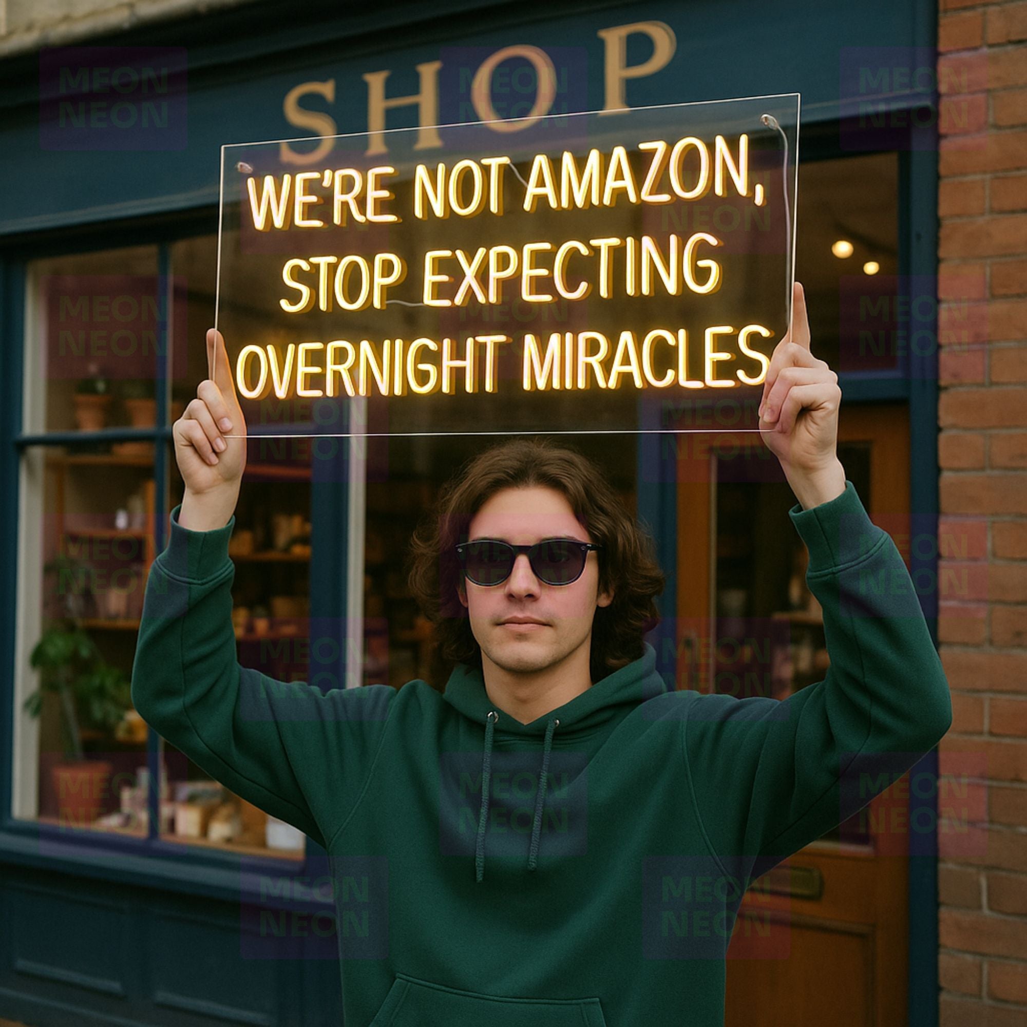 We're Not Amazon, Stop Expecting Overnight Miracles - LED Neon Sign