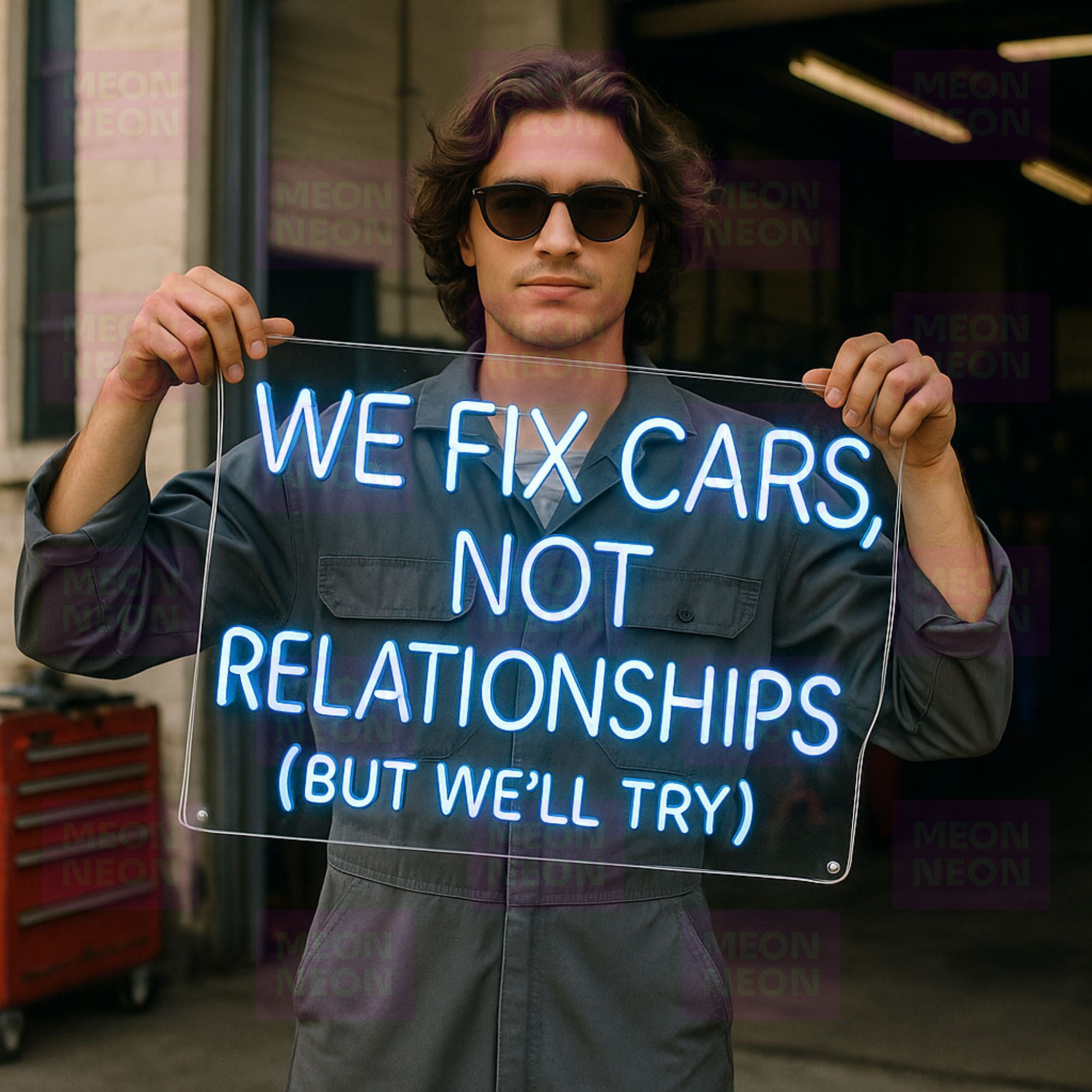 We Fix Cars, Not Relationships (But We'll Try) - LED Neon Sign