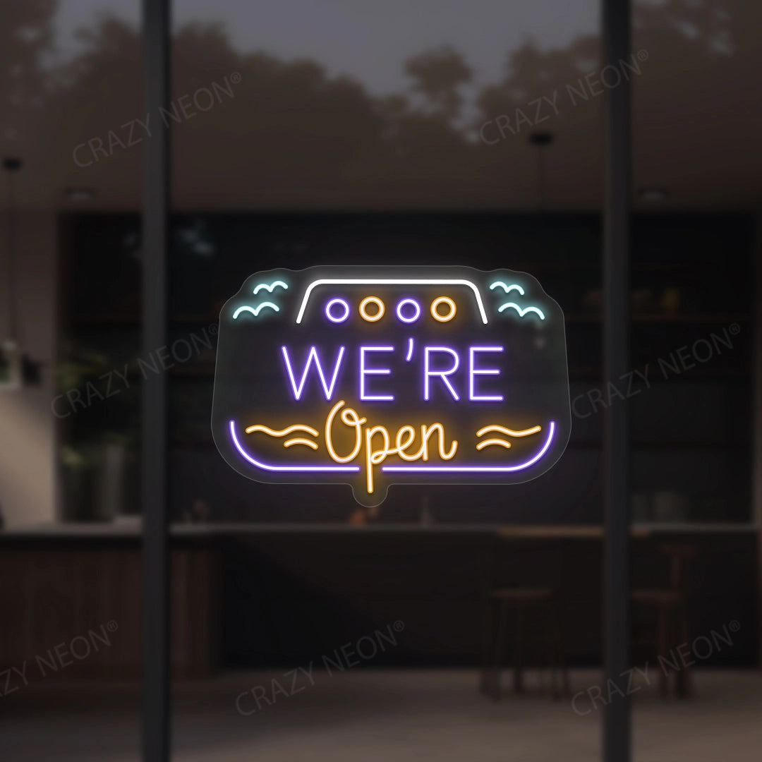 We Are Open Multicolor Sign Boat Shape image 3