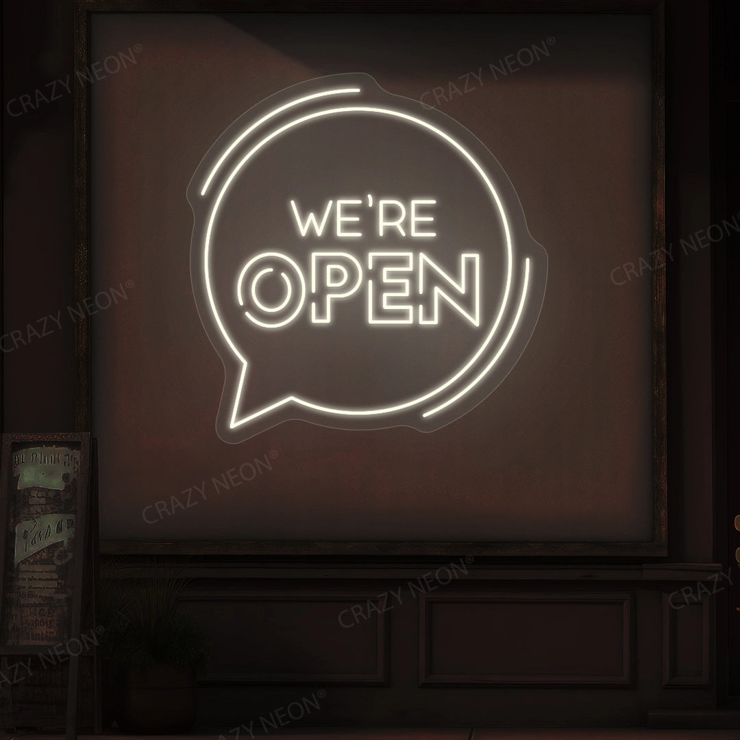 We're Open With Message Icon Sign image 4