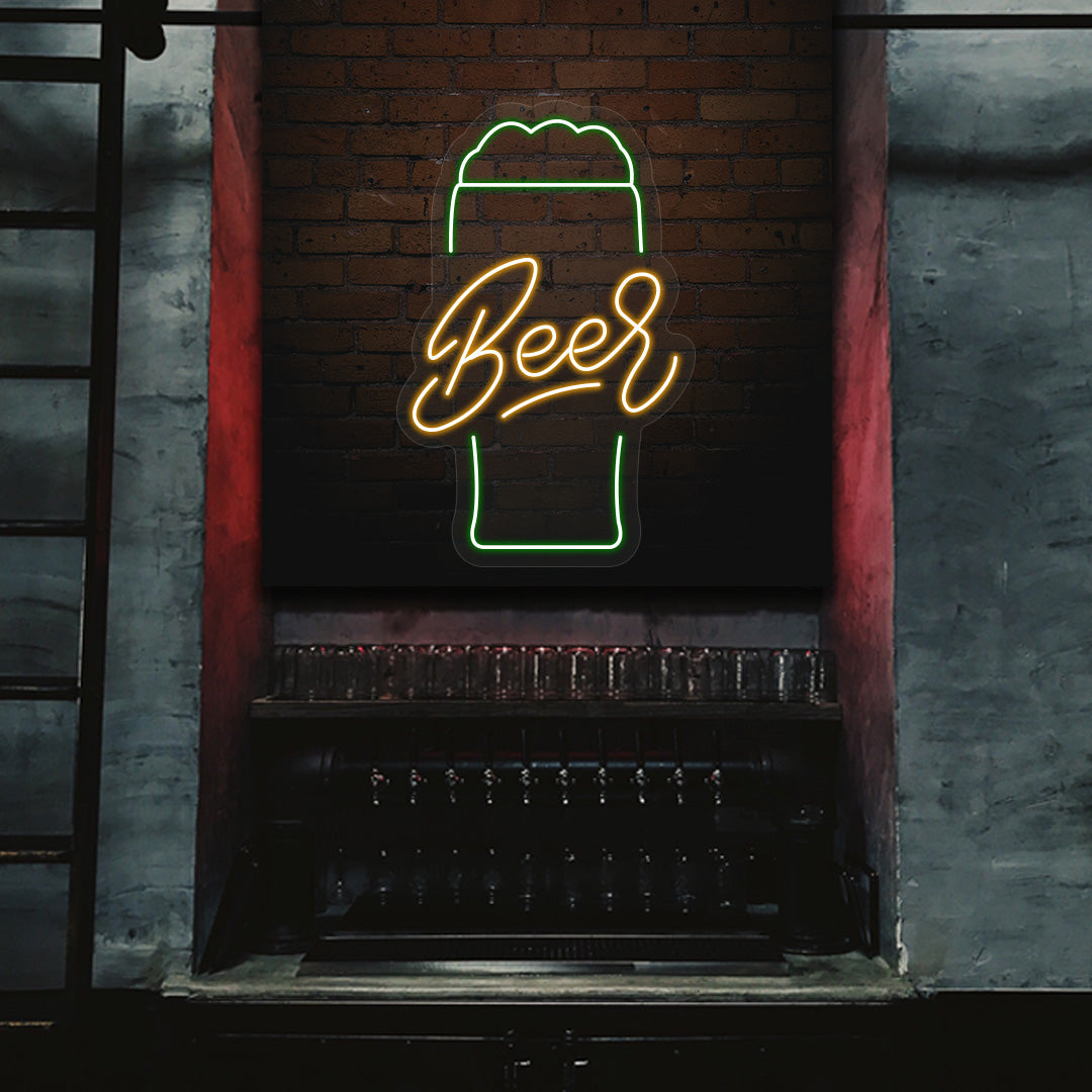Beer Glass Neon Sign Multicolor image 1