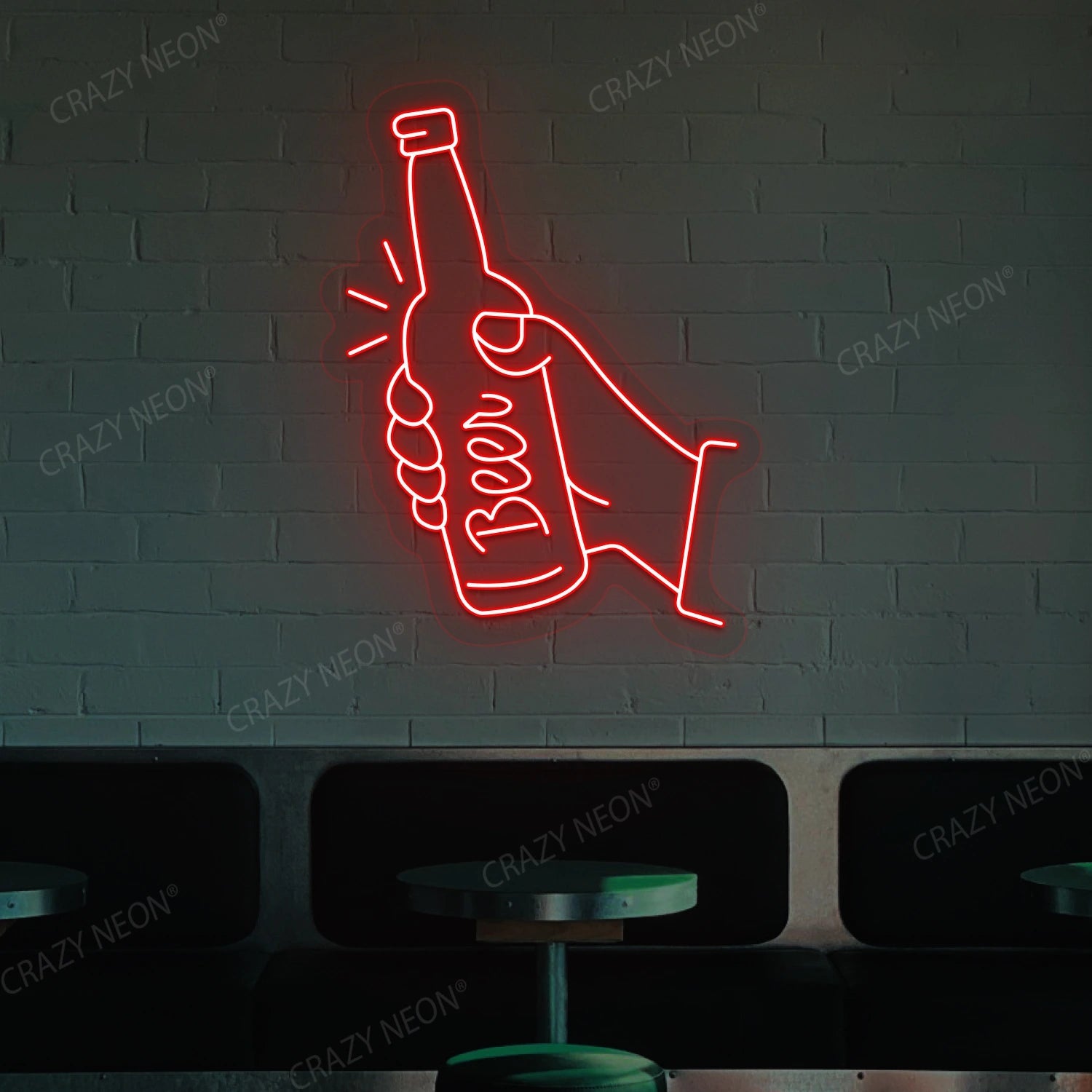 Hand Holding A Beer Neon Sign image 1