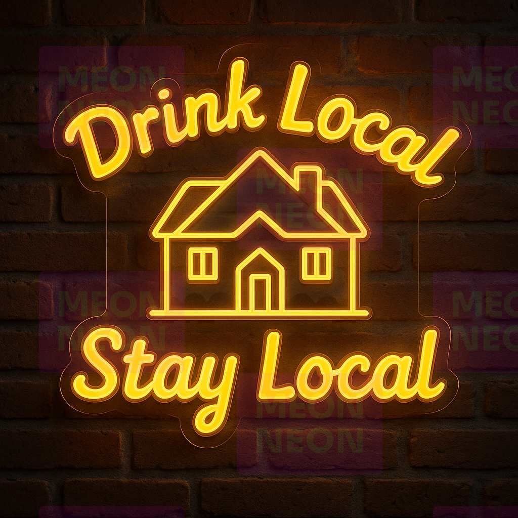 Drink Local Stay Local LED neon sign for a brewery taproom