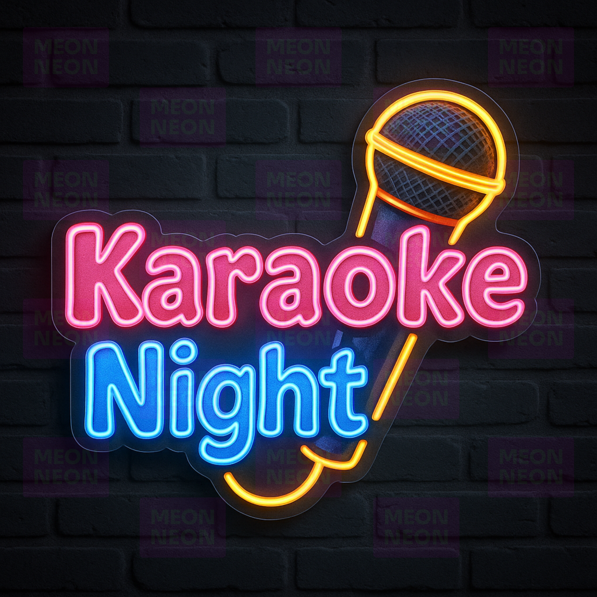 Colorful Karaoke Night LED Neon Sign - Multi-Color Design - Entertainment Venue - Pink & Blue Light