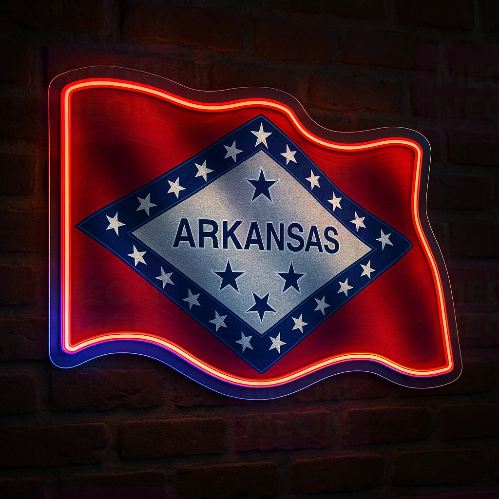 Arkansas Flag Wave LED Neon Sign