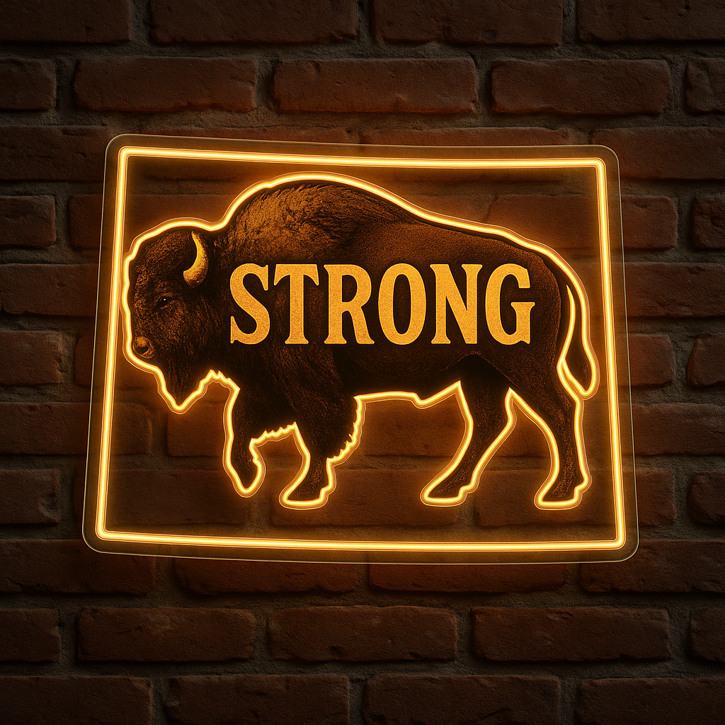 Wyoming Strong Buffalo LED Neon Sign