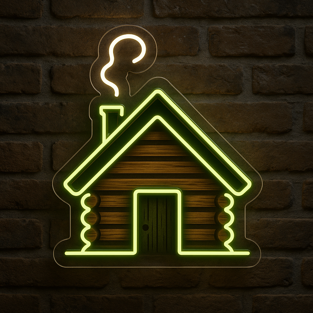 Wyoming Trapper's Cabin LED Neon Sign