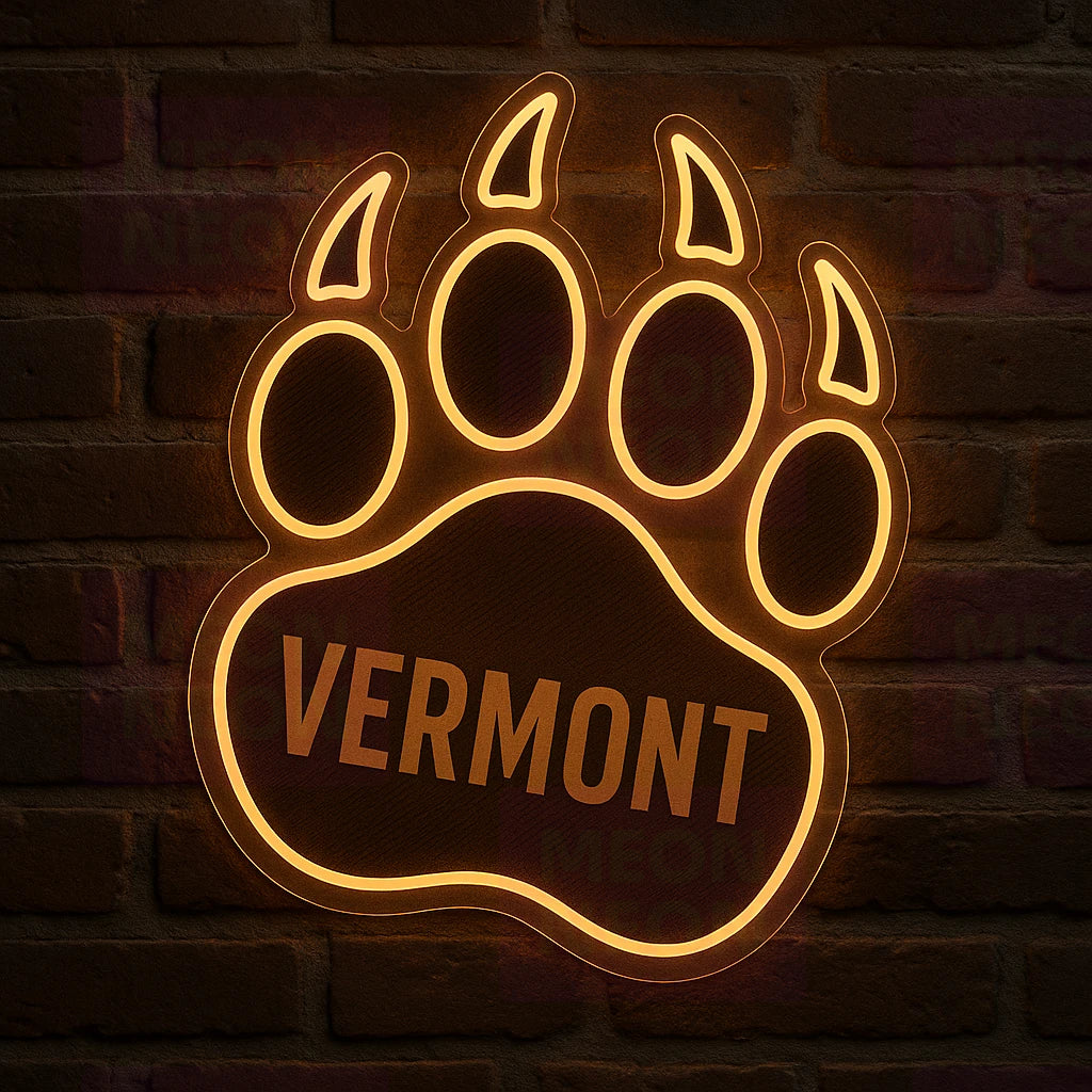 Vermont Bear Paw LED Neon Sign