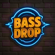 Bass Drop LED Neon Sign - Electronic Music Design - Sound Wave Energy - Blue & Orange Light