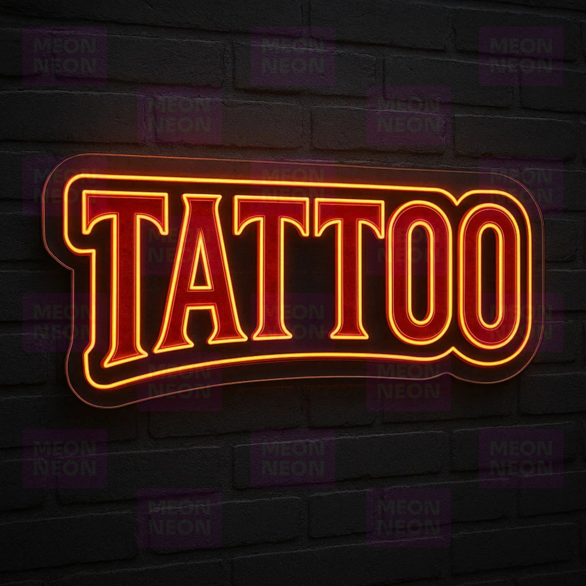 Bold Block TATTOO LED Neon Sign - Modern Typography - High Visibility - Bright Red Light
