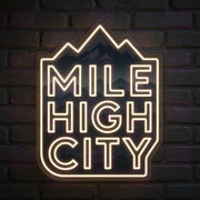 Mile High City LED Neon Sign - Colorado Typography - Custom Mountain Design - Premium White Light