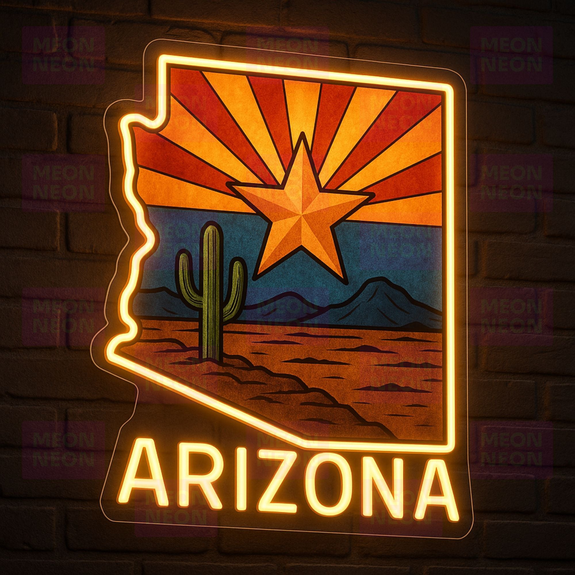 Copper Star State - Arizona Flag Star Neon Sign