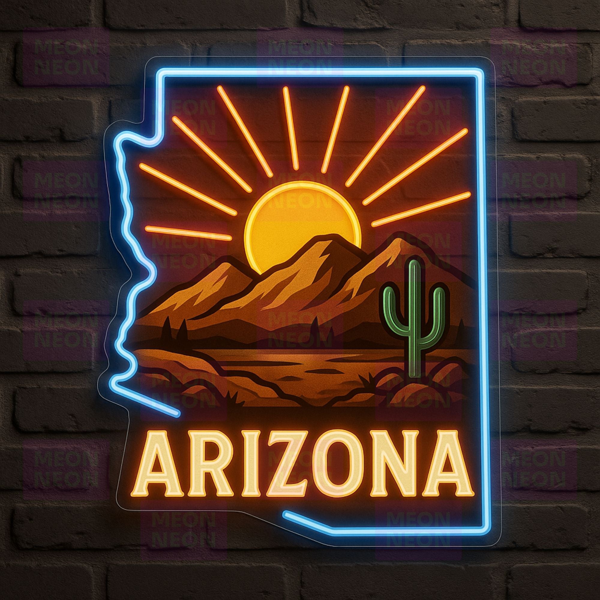 Desert Sunset - Arizona Mountain Range Neon Sign