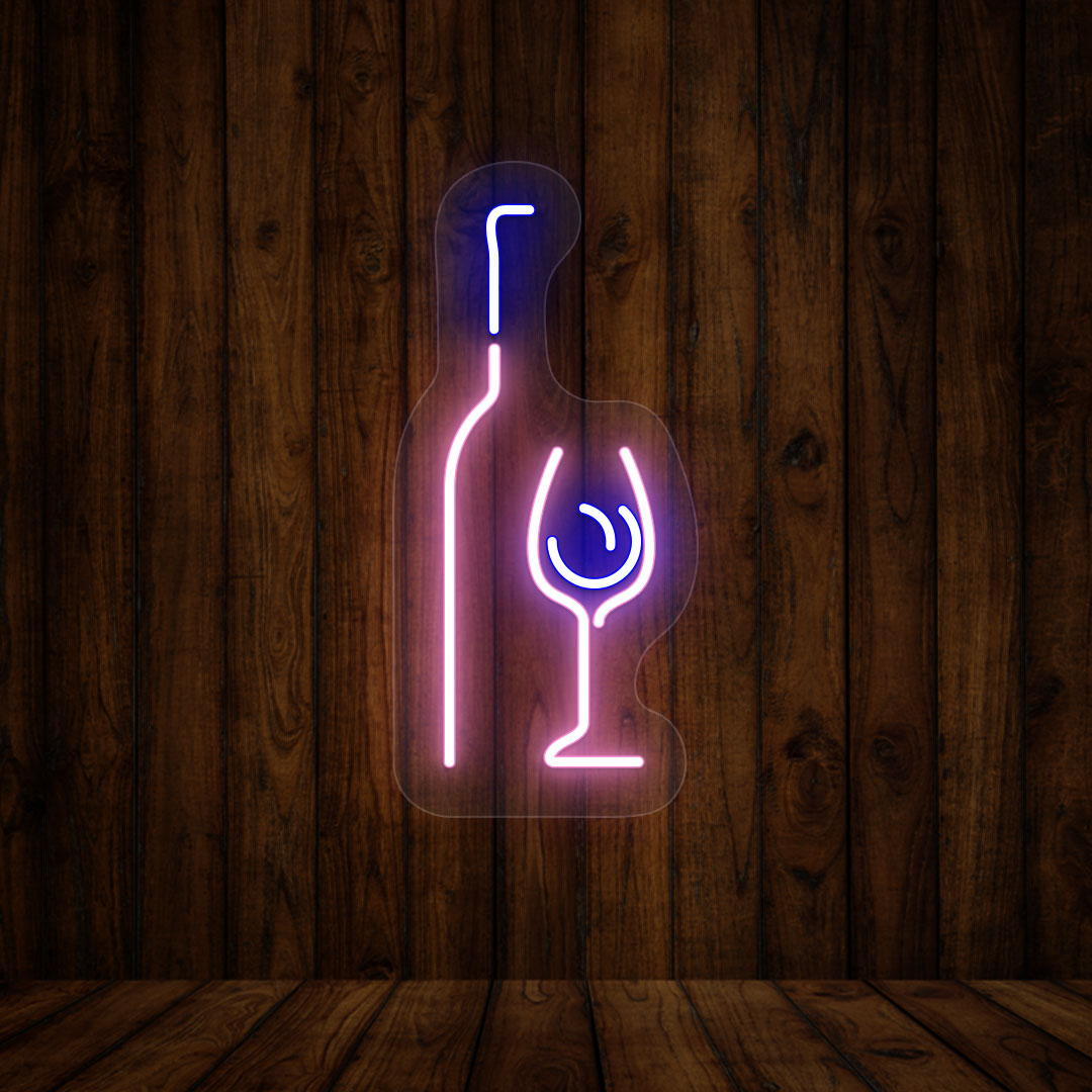 Elegant Wine Glass With Bottle Neon Sign image 3