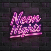 Neon Nights LED Neon Sign - Classic Typography - Hot Pink Script - Retro Nightlife Aesthetic