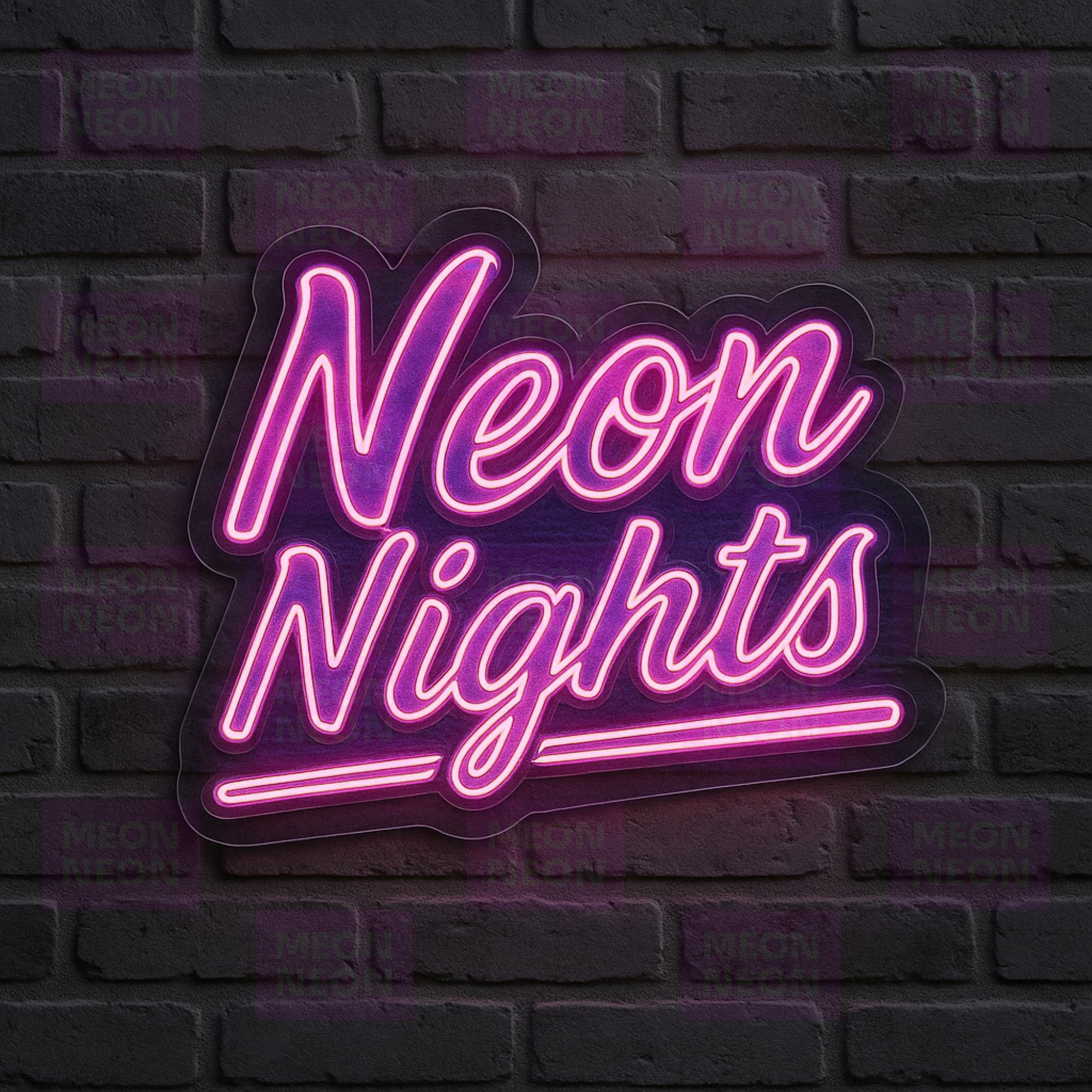 Neon Nights LED Neon Sign - Classic Typography - Hot Pink Script - Retro Nightlife Aesthetic