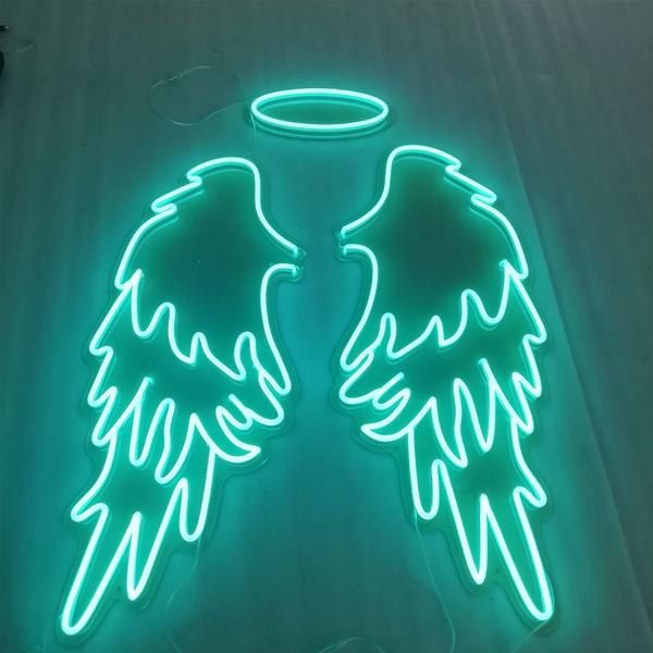 Angel Wings with Halo LED Neon Sign in Cool White