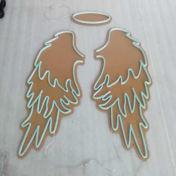 Angel Wings with Halo LED Neon Sign in Red