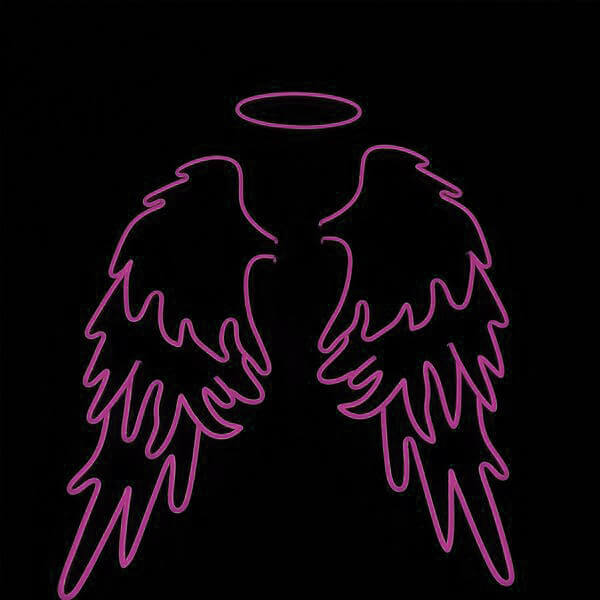 Angel Wings with Halo LED Neon Sign in Purple