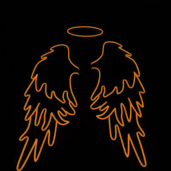 Angel Wings with Halo LED Neon Sign in Ice Blue