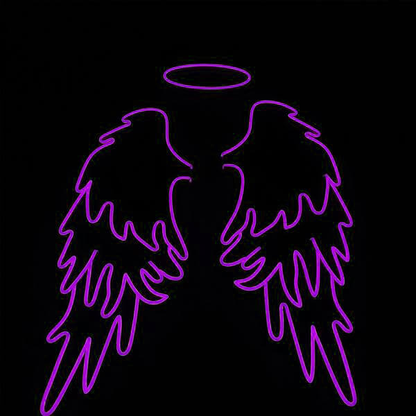 Angel Wings with Halo LED Neon Sign in Blue