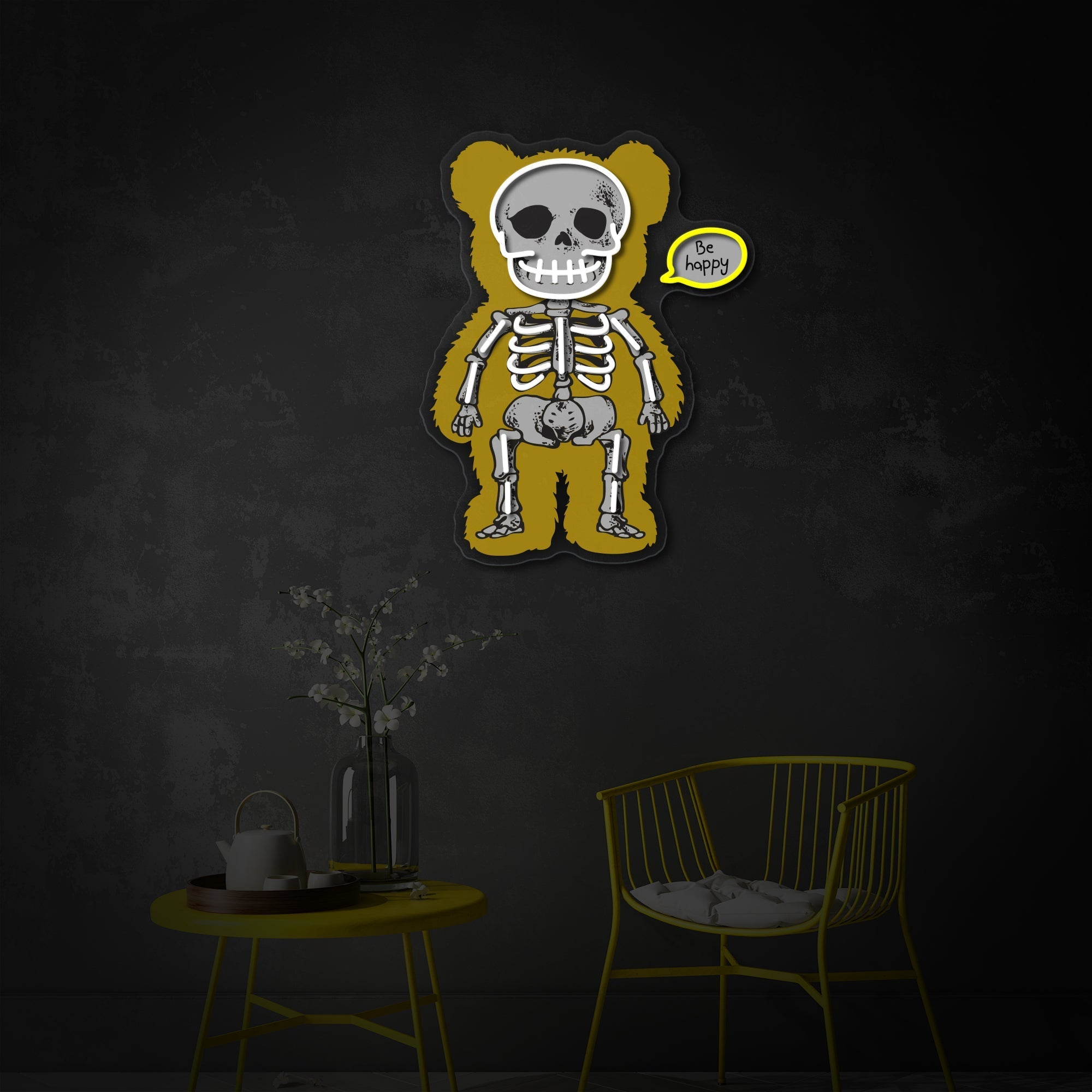 Bear Skeleton LED Neon Sign | Gothic Wall Decor