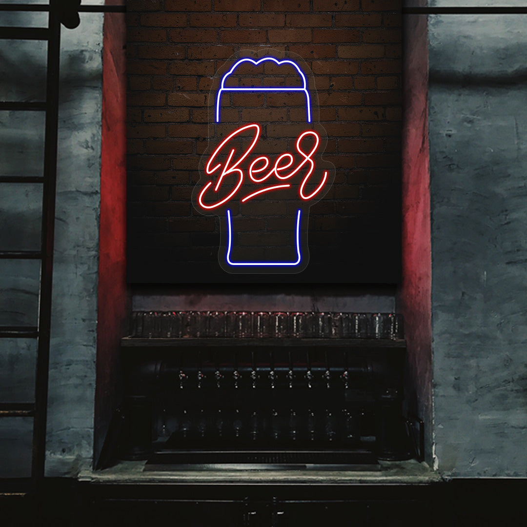 Beer Glass Neon Sign Multicolor image 0