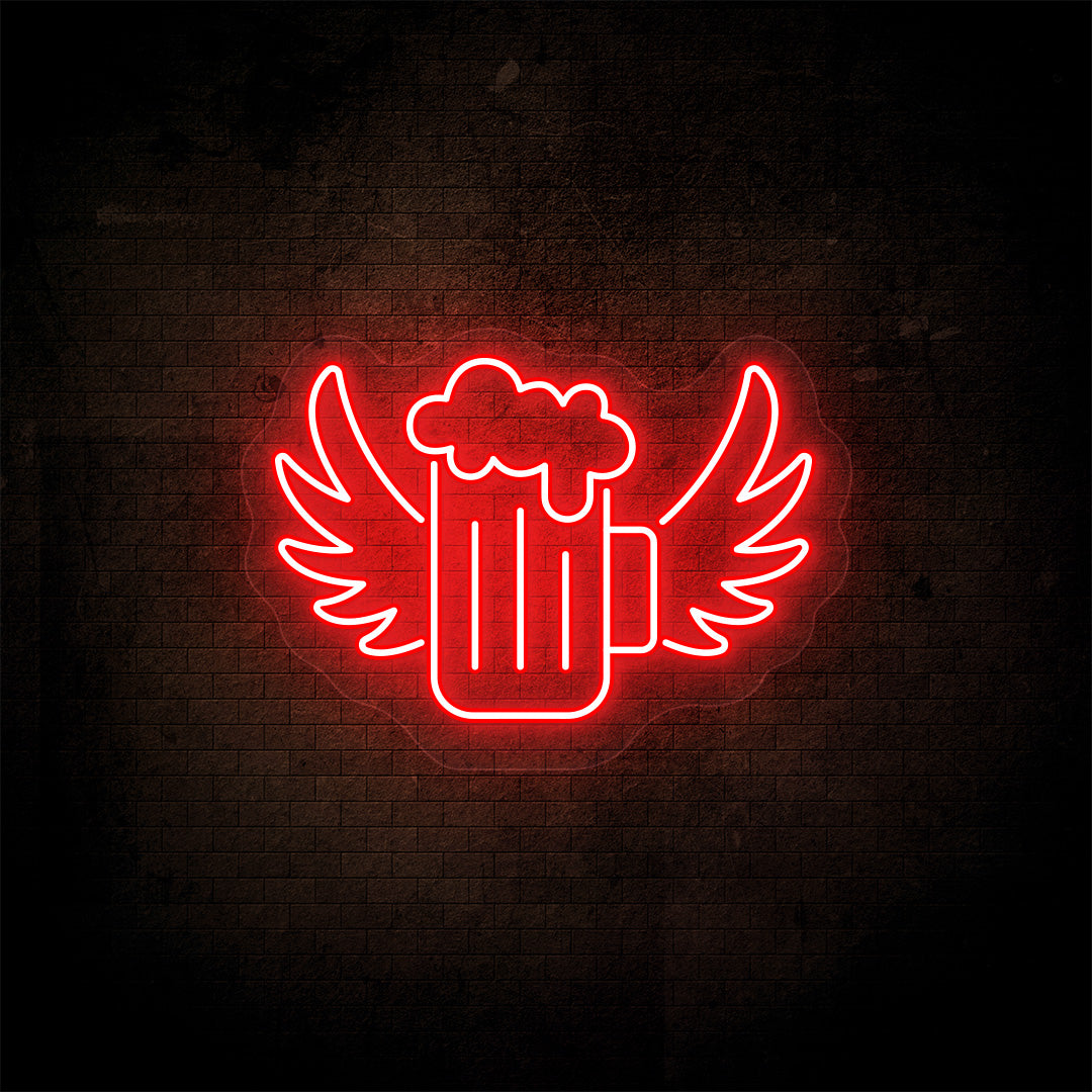 Beer Mug With Angel Wings Neon Sign image 0