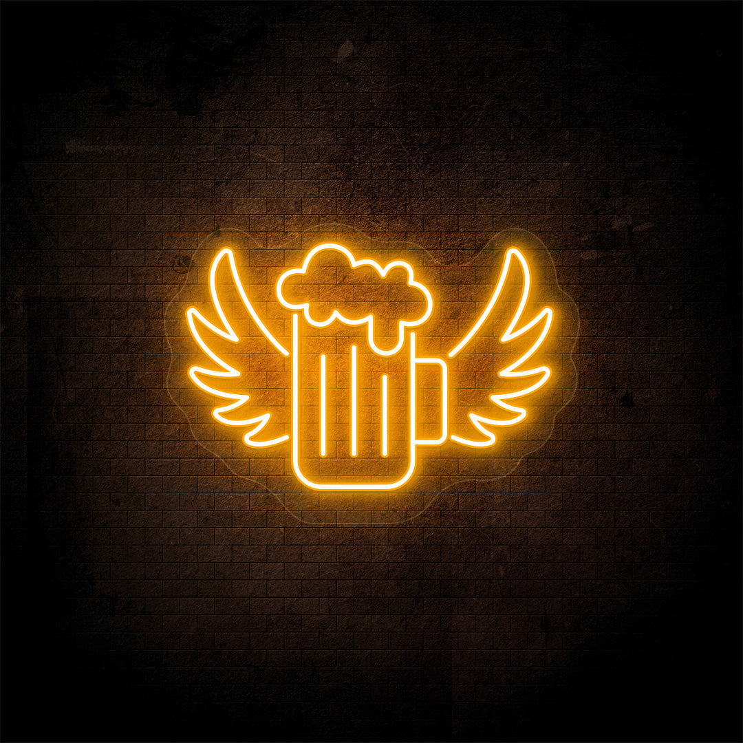Beer Mug With Angel Wings Neon Sign image 1