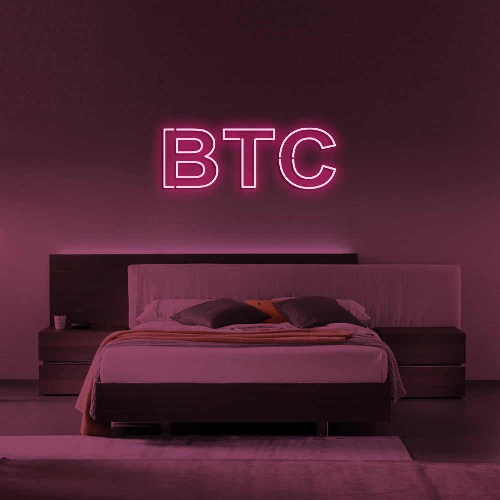 Bitcoin BTC LED Neon Sign in Hot Pink