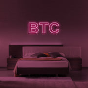 Bitcoin BTC LED Neon Sign in Hot Pink